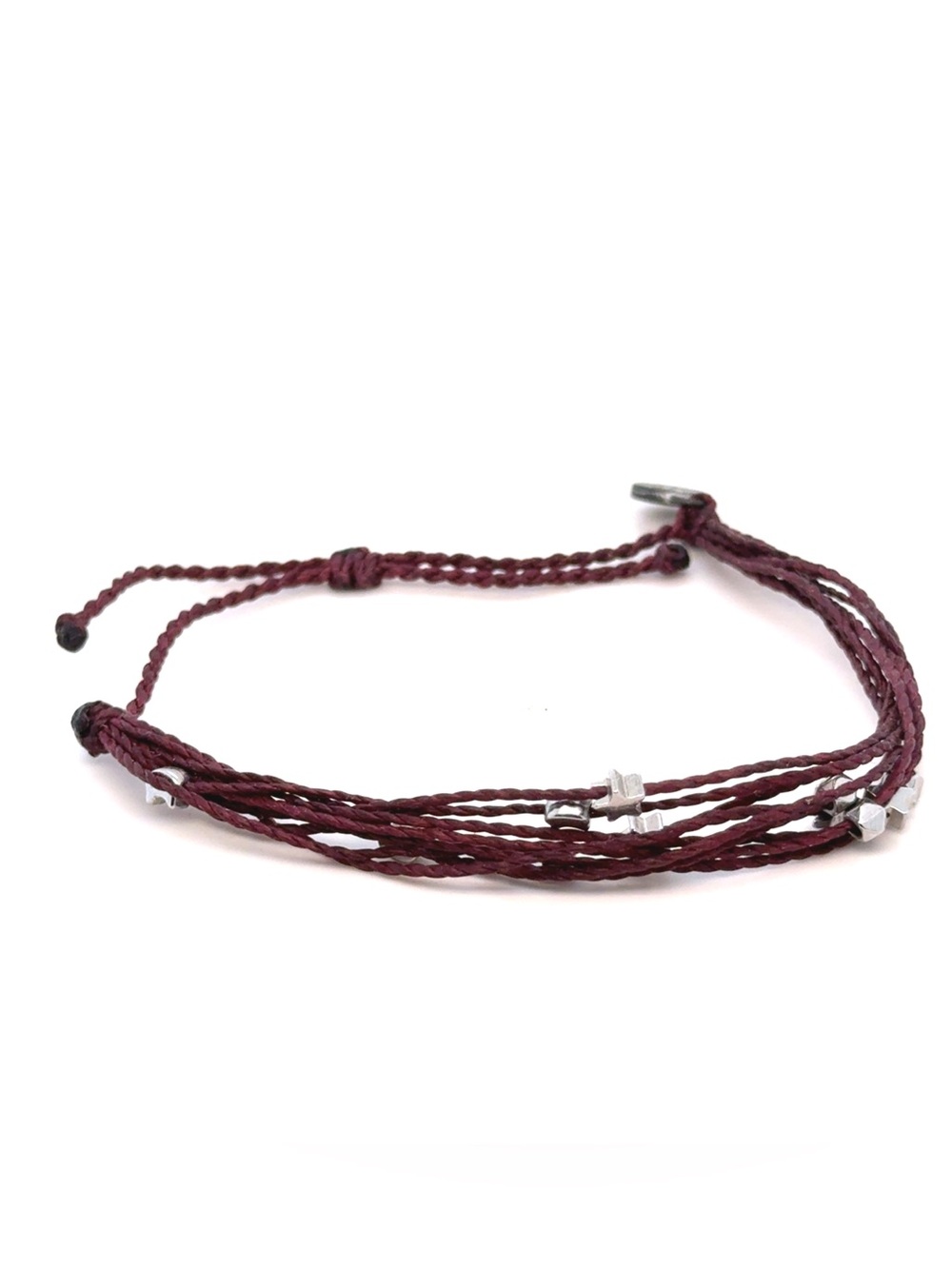 Pura Vida Maroon‎ Multi-Strand Bracelet with Silver Beads